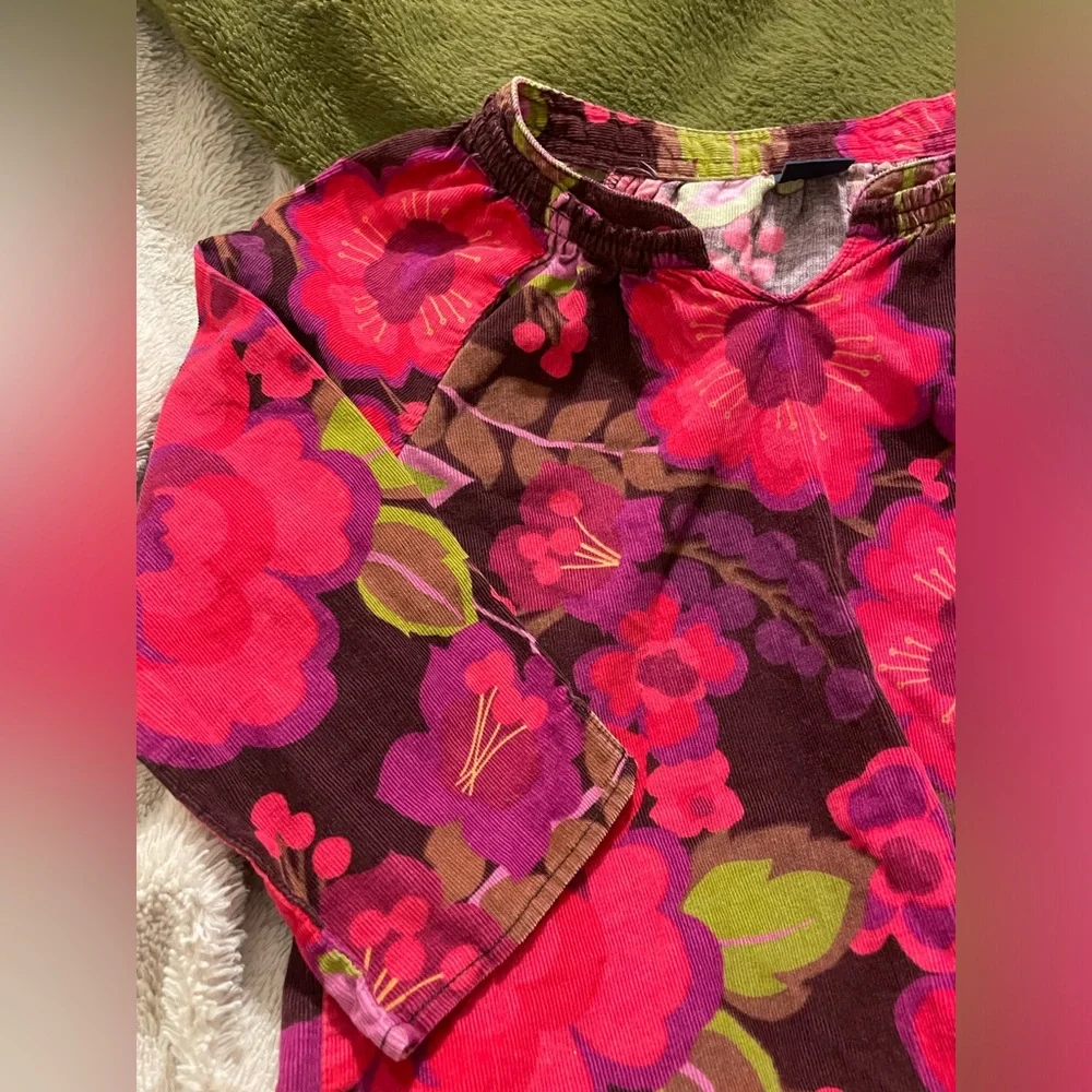 EUC Vintage Gap Kids Floral Corduroy Shift Dress